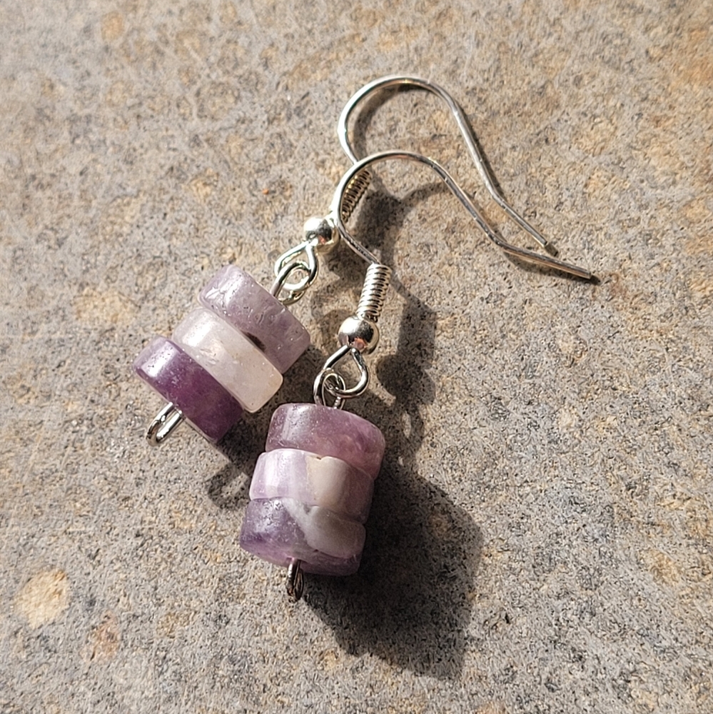 Amythest Stone Stack Earrings